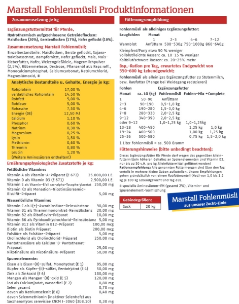 30x Fohlenmüsli - Marstall - versandkostenfrei auf Palette geliefert